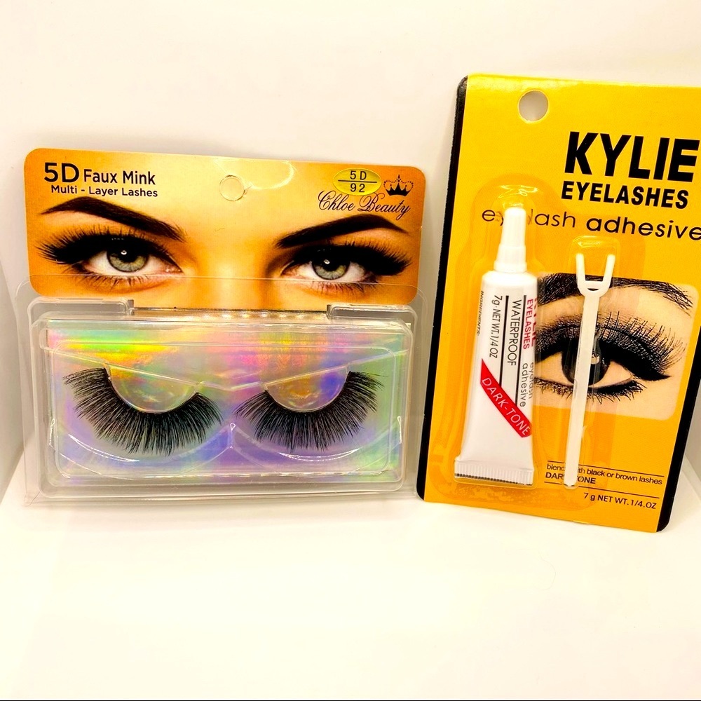 Lashes faux Mink 5d in black with glue! Beautiful
